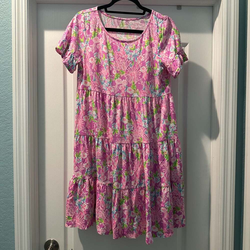 Lilly Pulitzer Floral Tiered Dress Size M